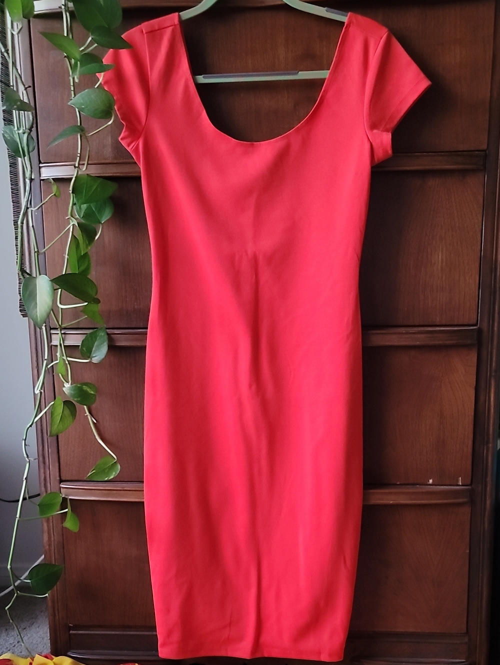 NWOT Bar III Bodycon Scoop Neck Dress in Bright Orange.